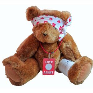 Vermont Teddy Bear Love Alert Plush With Heart Bandana  "I Have Fallen For You"